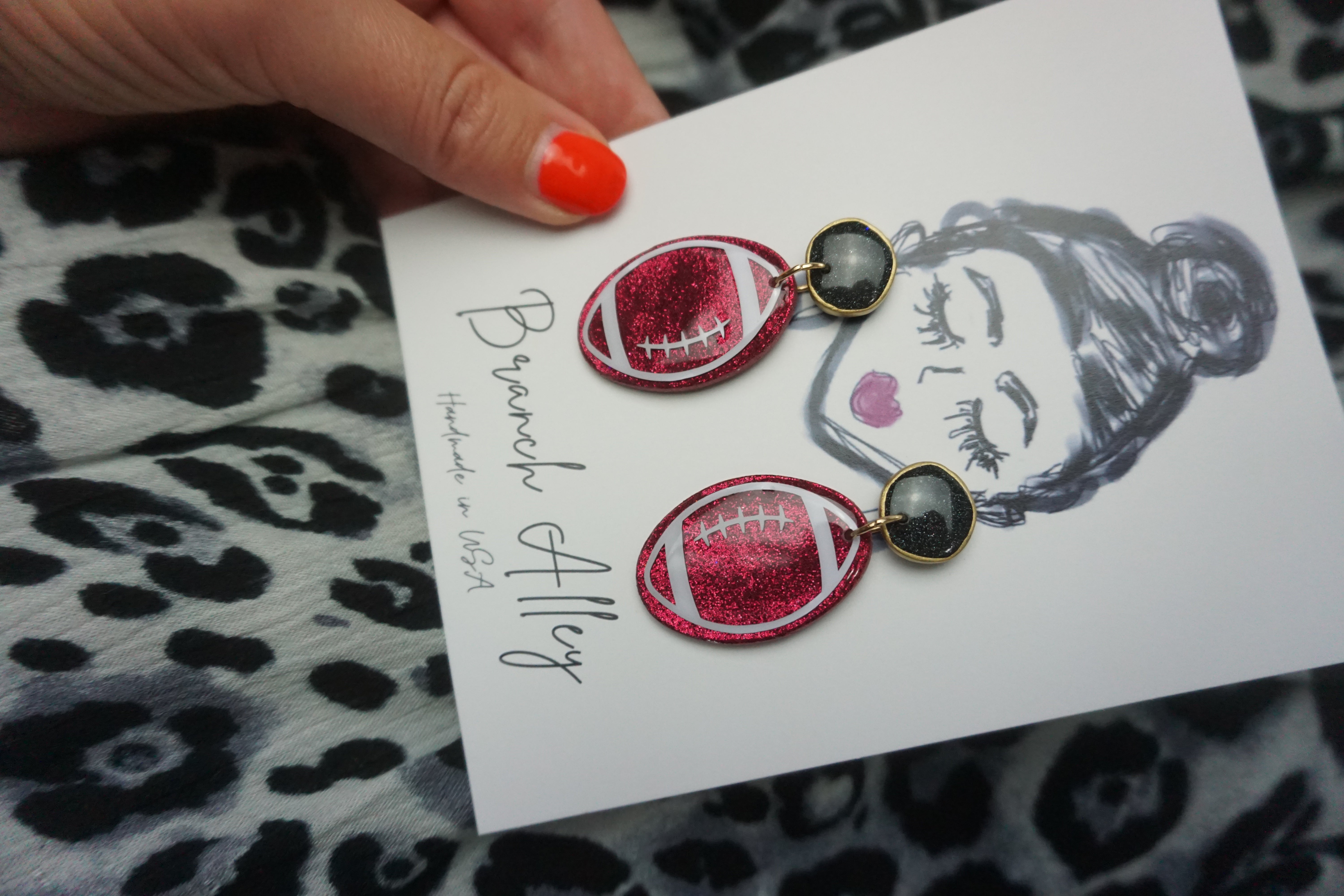 Glam football dangle (9 colors)